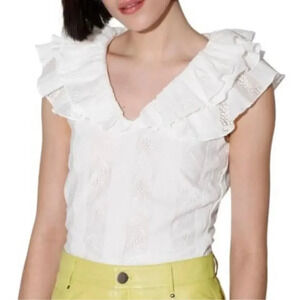 Walter Baker Women Size XS Hadlee Ruffle White Sleeveless Blouse